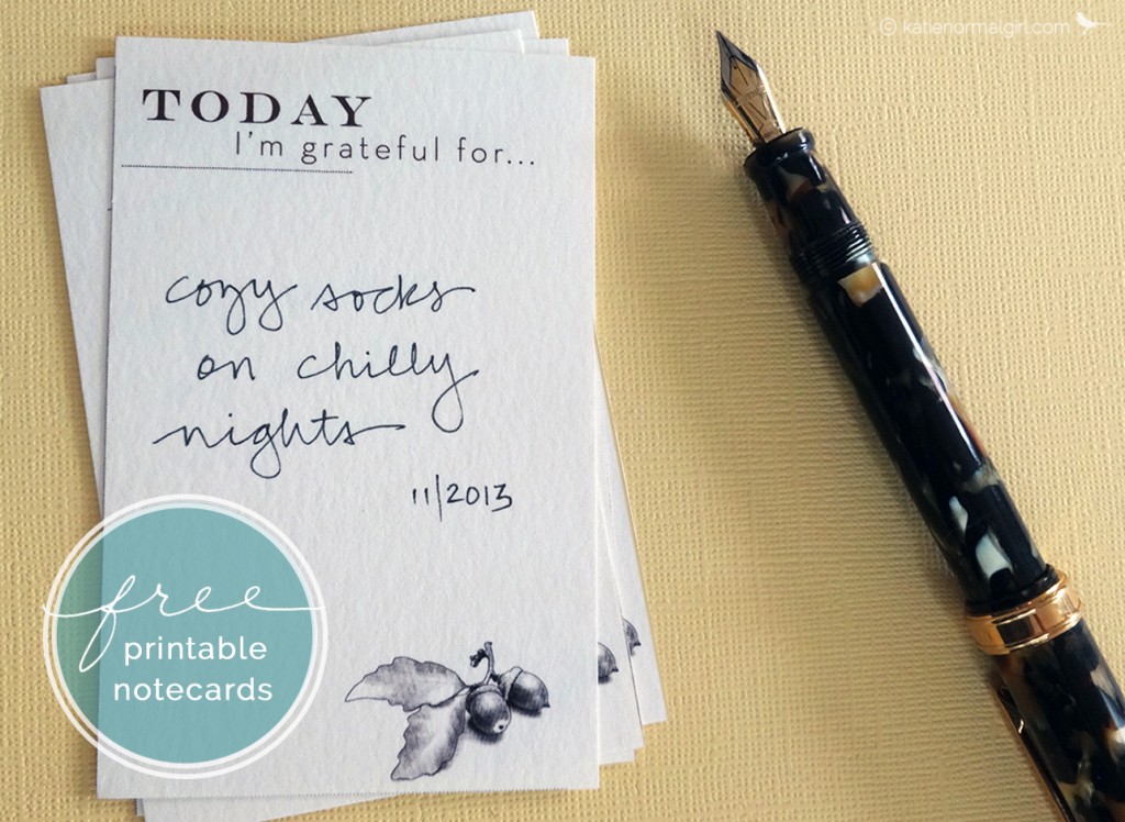 Gratitude Notecards of the Month for November - from katienormalgirl.com #free #downloads #autumn
