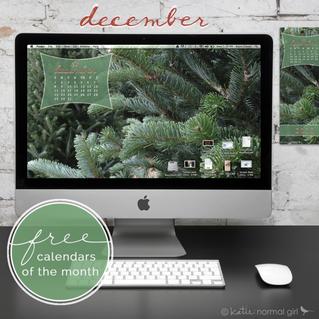 Freebie December calendars from katienormalgirl.com #free #downloads #printables