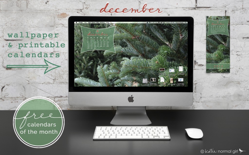 Freebie December calendars from katienormalgirl.com #free #downloads #printables