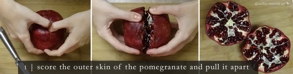 How to get pomegranate seeds out - step 1 katienormalgirl.com | #howto #lifeskills #food