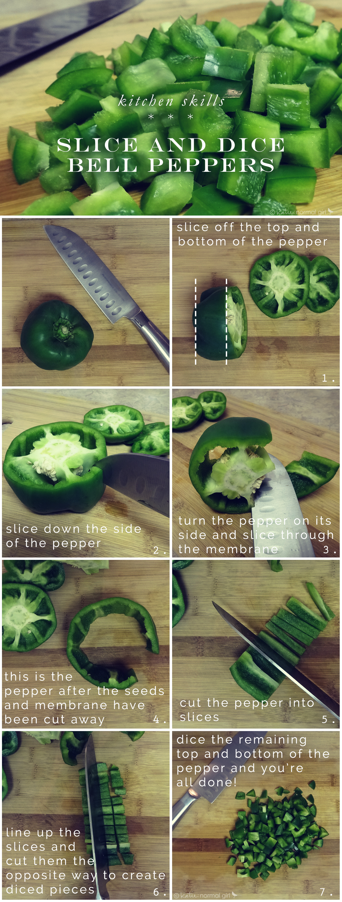 How to slice and dice a bell pepper from katienormalgirl.com #lifeskills #cooking