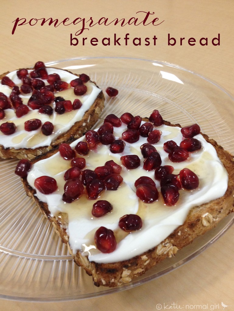 Pomegranate Breakfast Bread from katienormalgirl.com | #breakfast #meatlessmonday #vegetarian #food