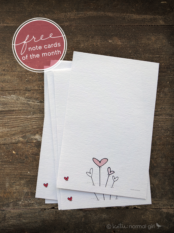 Valentine's Day Heart Notecards from katienormalgirl.com Download Gallery | #ValentinesDay #free #printables