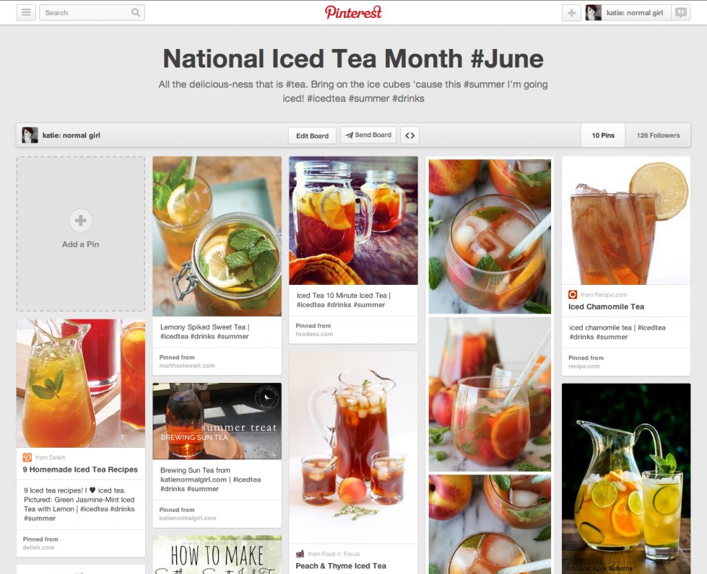 National Iced Tea Month - pinboard from katienormalgirl.com